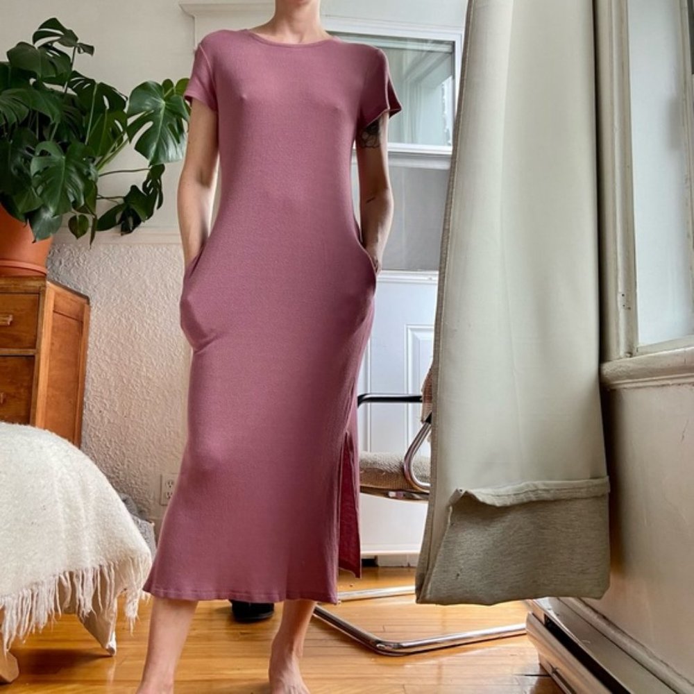 Anthropologie by Anthropologie Waffle pink maxi dress